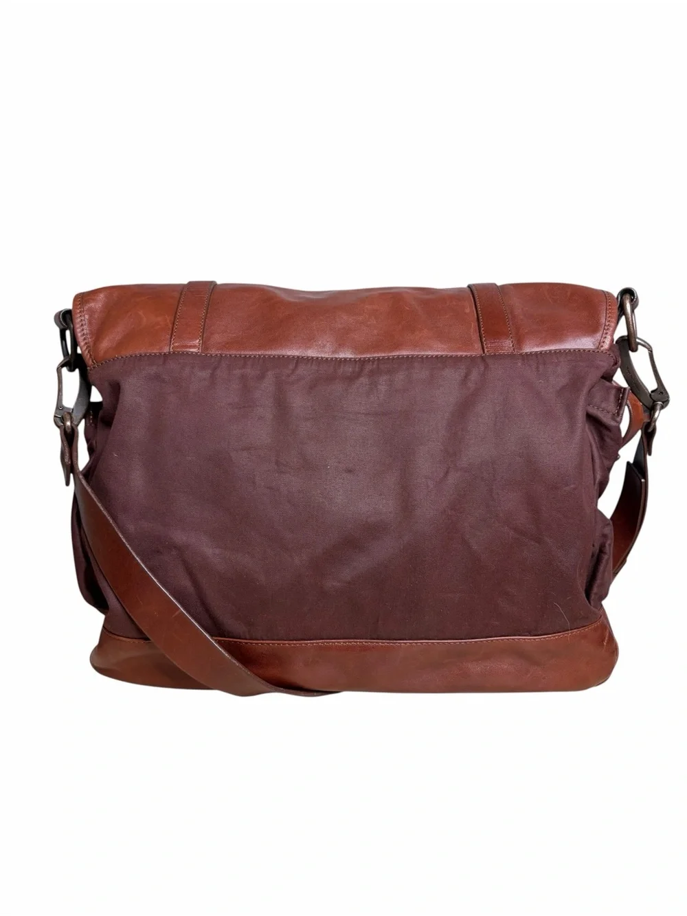 Francesco Biasia Brown Leather Messenger Bag Soft Laptop Work Travel Crossbody